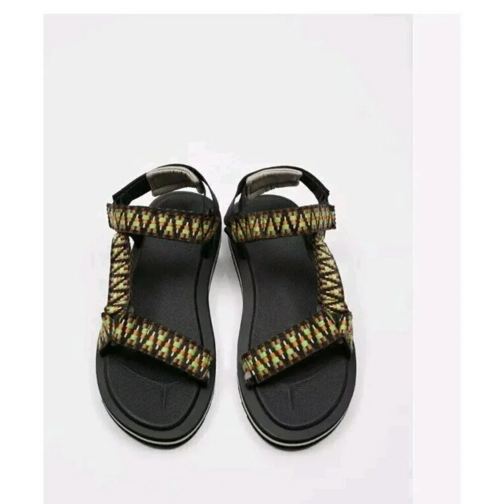 ZARA MULTICOLOURED TECHNICAL SANDALS- 8  2704 921 26.4cm